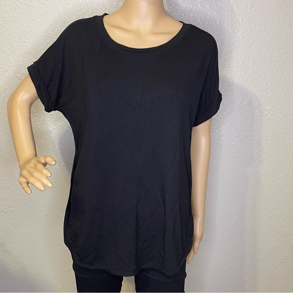 Matty M Short Sleeve Scoop Neck Blouse Black Size Small